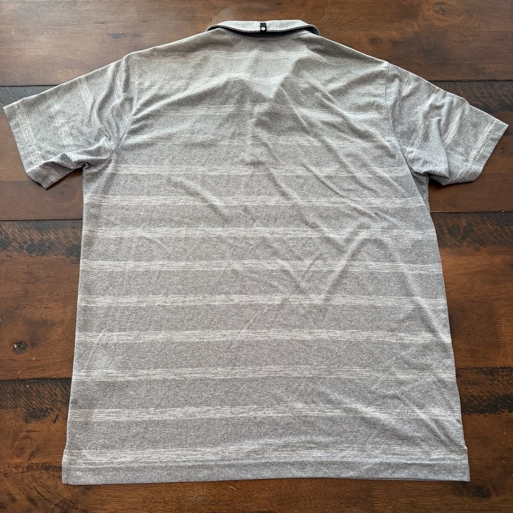The Players Shirt Mens Large Gray Stripe Golf Performance Puma Polo TPC Sawgrass - Picture 7 of 9